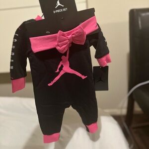 Brand new newborn girl Jordan onesie with headband